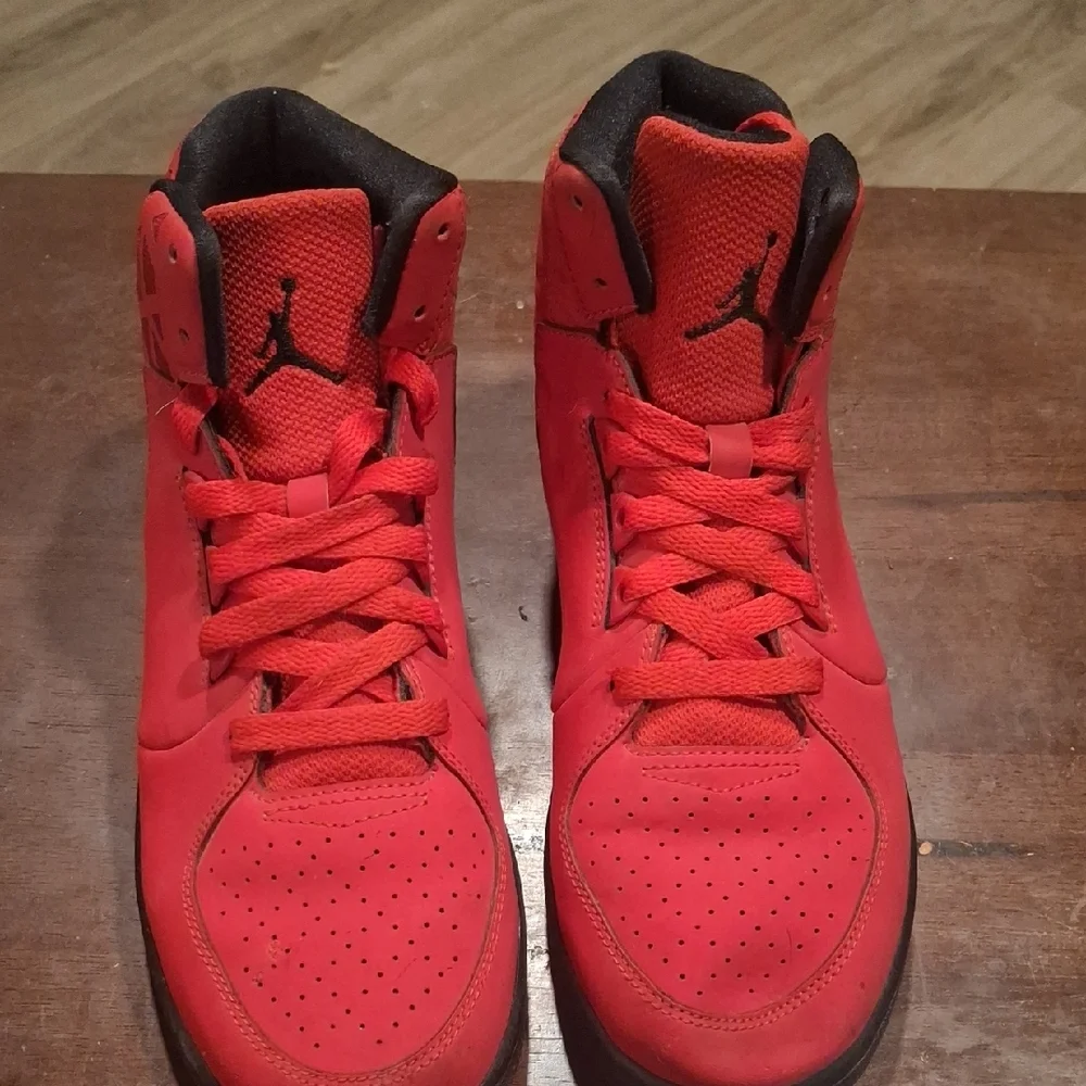 Jordan Youth Red and Black High-Top Sneakers